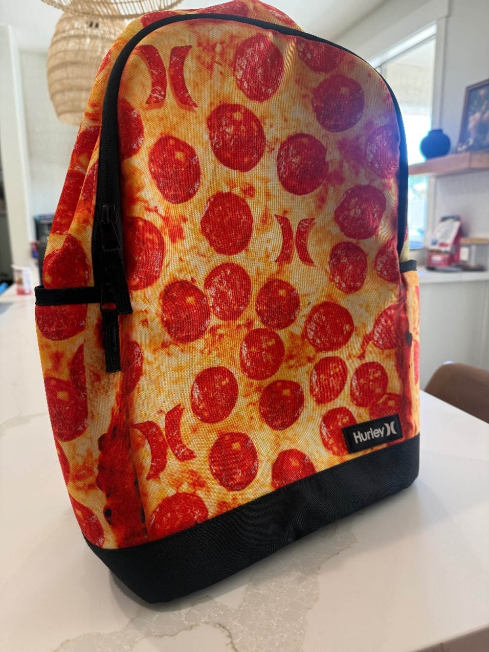 Hurley Backpack, Pizza Print with Laptop Sleeve
